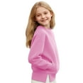 thumbnail image 6 of Cotton Sweatshirts for Girls Crewneck Plain Pullover with Pockets Side Split Hem Casual Long Sleeve Fall Tops (13 Years, Pink), 6 of 7