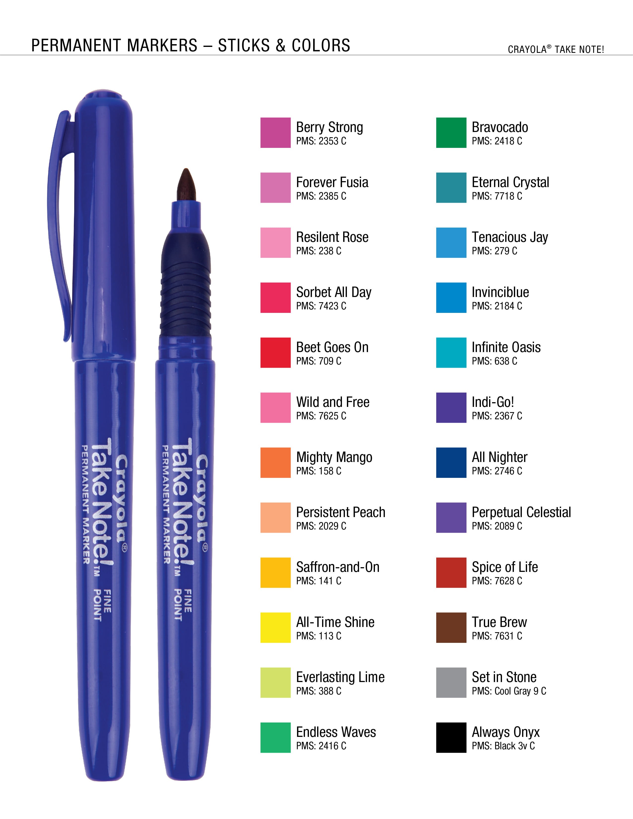 Crayola® Take Note!™ Permanent Markers, 12ct.