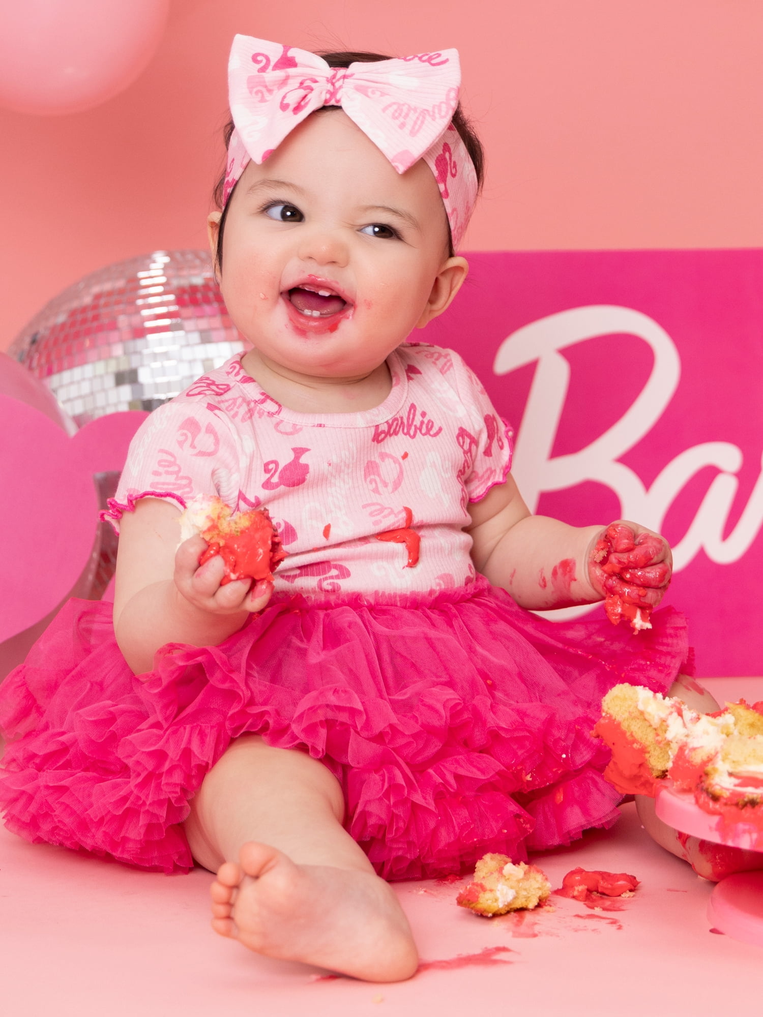 Barbie Baby Girls Printed Tutu Dress with Matching Bow Headband, Sizes 0/3M-24M