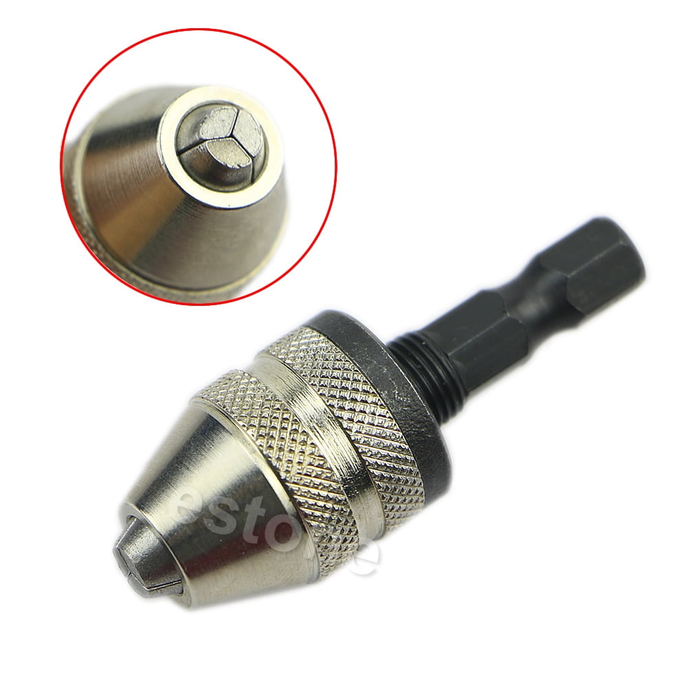 New 6mm 1/4 inch Keyless Drill Bit Chuck Hex Shank Quick Change Adapter Converter