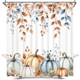 thumbnail image 3 of Ikfashoni Fall Shower Curtain with Hooks, Orange Pumpkin Leaves Waterproof Bathroom Curtains, 72"X72", 3 of 9