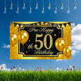 thumbnail image 5 of Black and Gold Glittery 50th Birthday Backdrop Banner with Sparkling Star Elements Party Supplies Photography Props Birthday Party Decorations Background Happy Birthday Celebration, 5 of 7