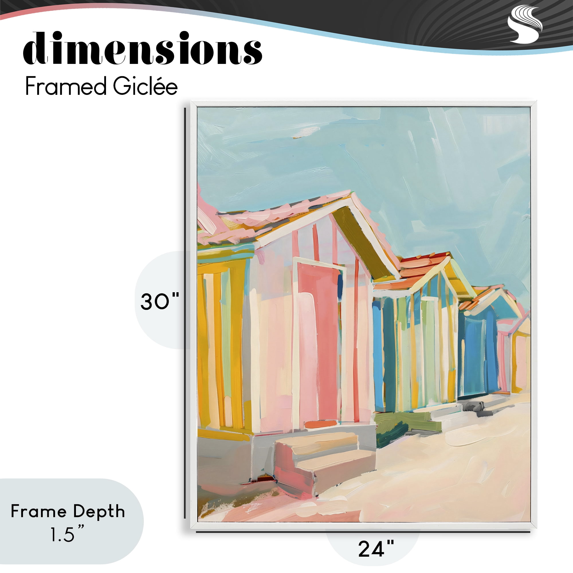 Stupell Industries Striped Beach Bungalows White Framed Giclee Art, design by The Prints Vibe