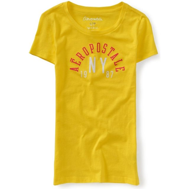 Aeropostale Womens Ny 1987 Graphic T-Shirt, Amarillo, Grande Aeropostale Camiseta gráfica