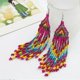 thumbnail image 5 of Pendientes colgantes Yashi con borlas y cuentas largas bohemio naranja 11 cm x 2,3 cm, 5 of 5