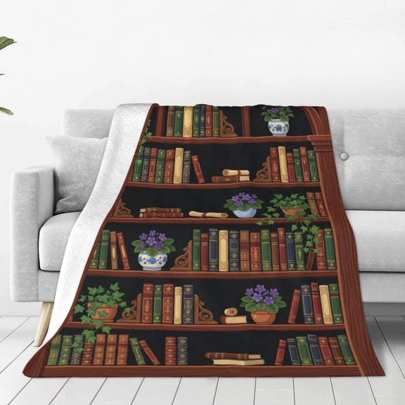Book Blanket, Abstract Geometric Colorful Bookstack, Super Soft Warm Cozy Flannel Floral Throw Blanket for Couch Sofa Bed 50x40
