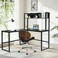 thumbnail image 4 of Costway 55'' L-Shaped Desk Corner Computer Desk w/Hutch Black, 4 of 11