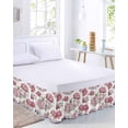 thumbnail image 3 of Pink Flower Bed Skirt California King Size 18 Inch Drop, Watercolor Floral Green Leaf Plant Country Adjustable Elastic Dust Ruffles Bedskirt Wrap Around Pleated Mattress Frame Cover, 3 of 9