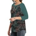 thumbnail image 3 of SAATLERI Camo Shirts for Women Button Down V Neck Shirt Casual Loose Fit 3/4 Sleeve Fall Blouses Tee, 3 of 4