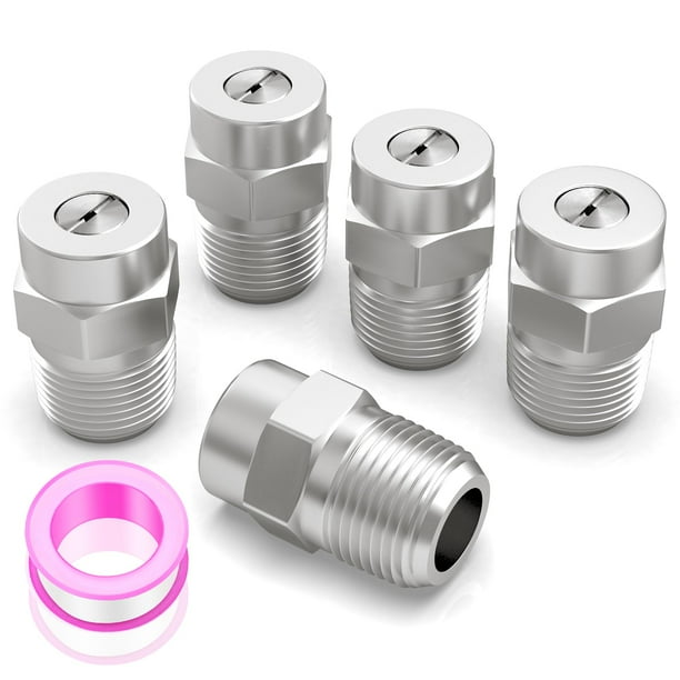Boquillas limpiadoras de superficies Valve MEANLIN 50°, 1/4 pulgadas, NPT, 4000 PSI, paquete de 5