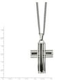 thumbnail image 2 of Stainless Steel Polished with Black Carbon Fiber 24 inch Cross Necklace; 24 inch; for Adults and Teens; for Women and Men, 2 of 2