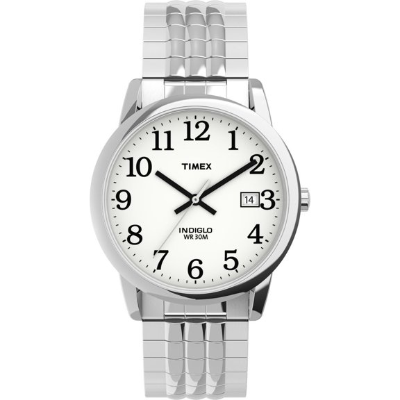 Timex Men's TW2U09000 Easy Reader 35mm Silver/White Perfect Fit Watch