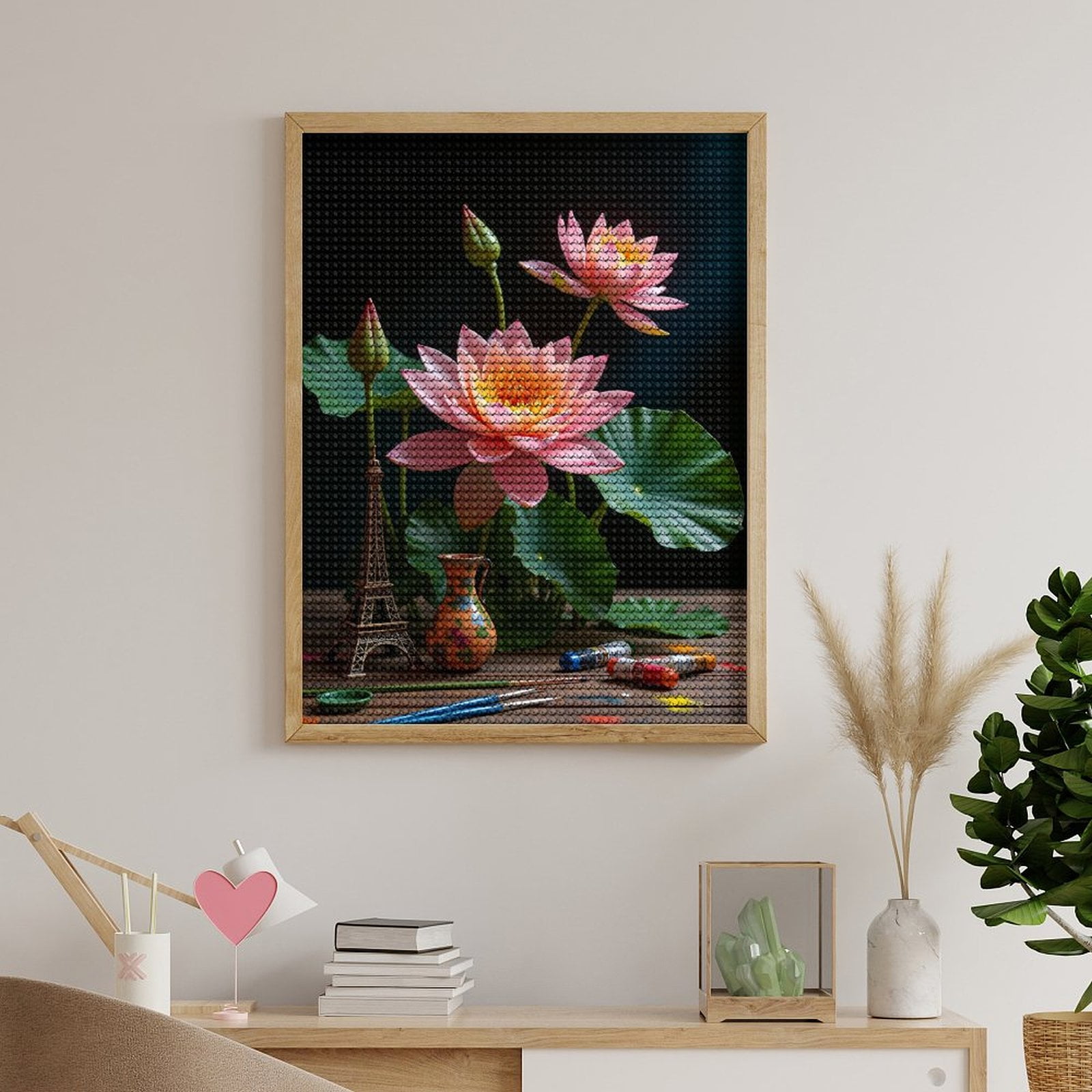 Diamond Art Kits for Adults, Lotus Art Model Painting Supplies 5D Diamond Painting Kits for Adults Beginners, DIY Full Drill Diamond Painting, Gem Art and Crafts 12x16