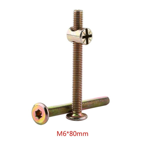 Spptty Furniture Bolt, Connector Bolt,10 pcs M6 Carbon Steel Furniture Bolts With Barrel Nuts Dowel Nut Connector Fastener