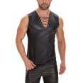 thumbnail image 5 of Men Sexy Leather Tank Top, Shiny Soft Matte Leather, Adjustable, Male Black Leather Vest, 5 of 7