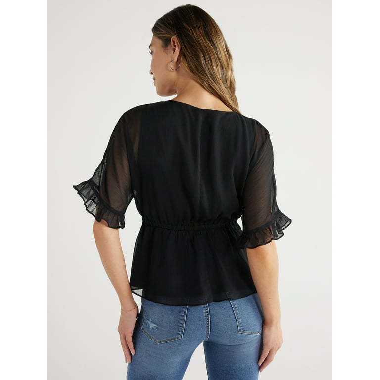 Sofia Jeans women's Faux Wrap Peplum Top Blouse - Walmart.com