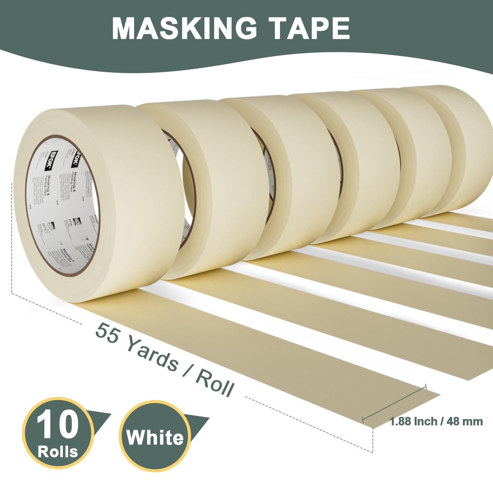 10 Pack Masking Tape 2 Inch Wide Bulk  2026 Upgrade White Painters Anti-uv General Purpose 1.88 * 55 Yards Total 550