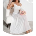 thumbnail image 4 of Women's Mesh Dress Slip Cowl Neck Maxi Dress Bodycon Mermaid Long Evening Dress for Party Cocktail Wedding Guest Prom White M, 4 of 7