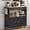 Black, variant on 35.4'' W Rolling Kitchen Island with Storage Cabinet, Portable Mobile Island Table with 2 Drawers, Wood Top Kitchen Cart with Towel Rack & Lockable Wheels, White