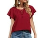 thumbnail image 2 of Blusa informal sólida de manga corta con cuello en V de verano para mujer a la moda Fridja  hjk3496, 2 of 9