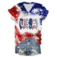 thumbnail image 2 of Birdeem T-Shirt Décontracté à Manches Courtes Col en V Imprimé pour Femmes Jour de l'Indépendance Usa, 2 of 4