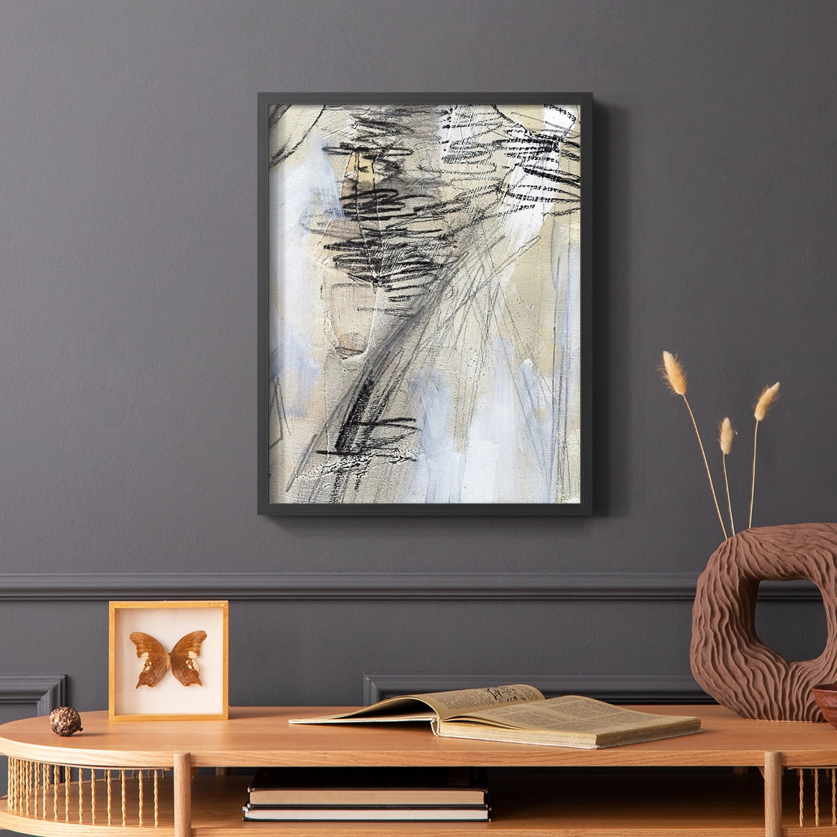 Masked Notes V Framed Print in Black Solid Wood Framed Print No Nail Hanging