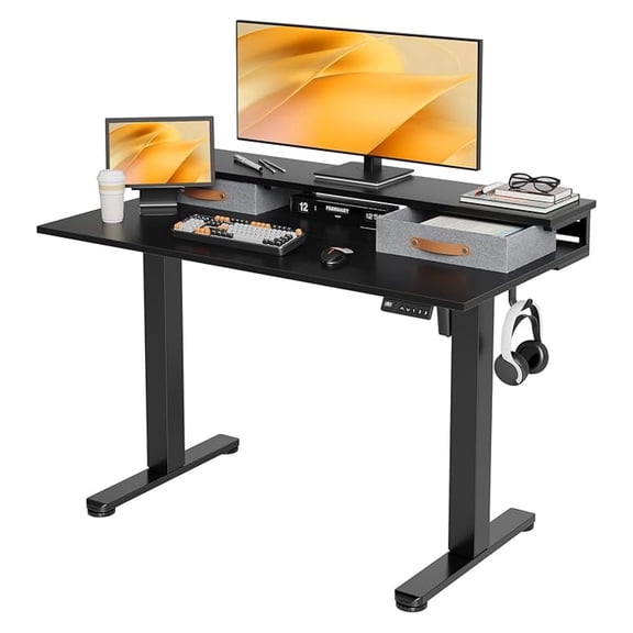 Electric Standing Desk with 2 Drawers, Adjustable Standing Desks with Storage, Height Adjustable Stand up Desk for Home Office with 2 , Inch Black