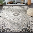 thumbnail image 2 of SAFAVIEH Sunrise Ray Floral Reversible Indoor/Outdoor Area Rug, Grey/Beige Black, 4' x 5'7", 2 of 9
