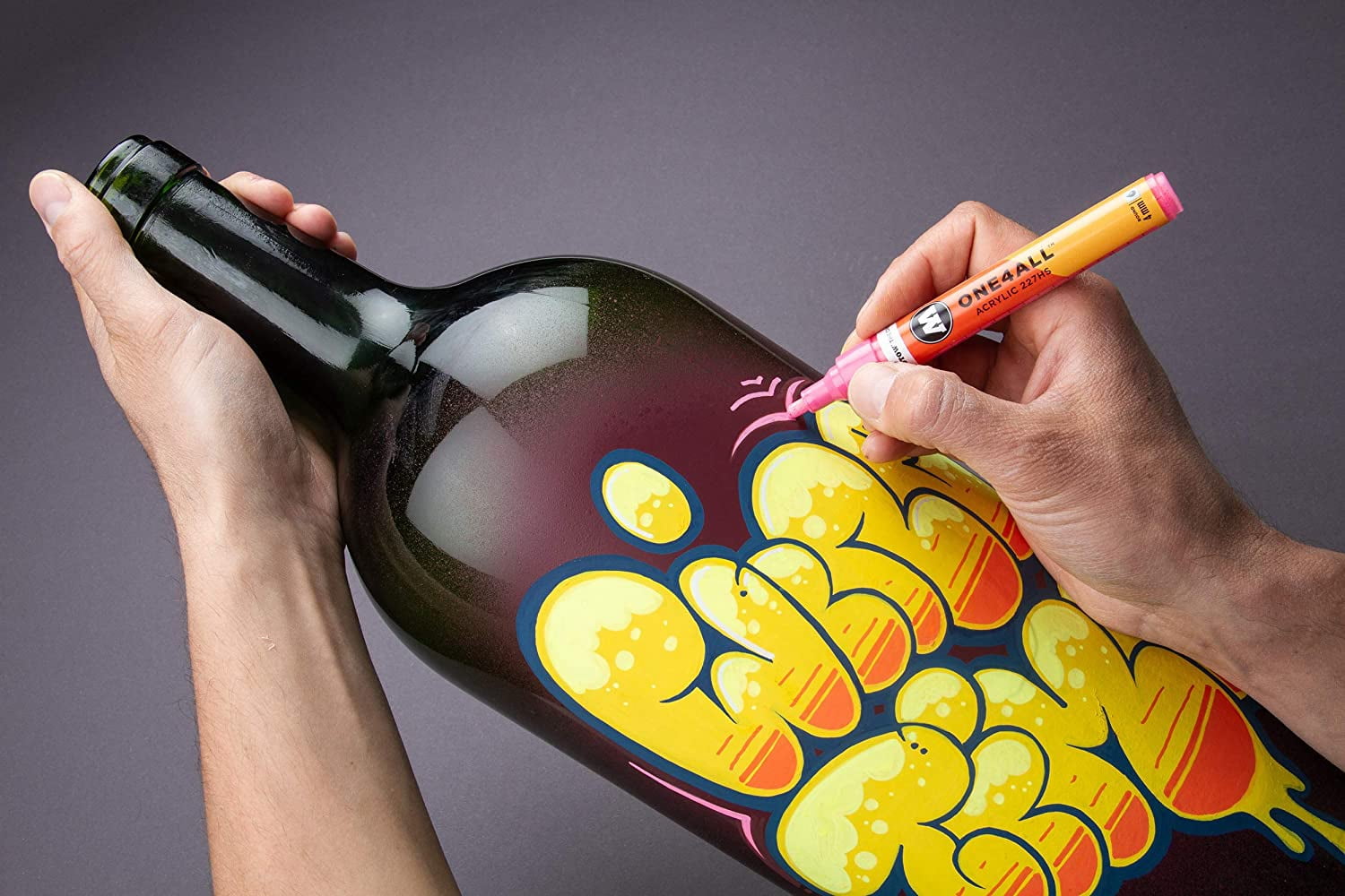 Molotow One4All Acrylic Paint Marker Refill, 180ml Bottle, Neon Orange Fluorescent (692.218)