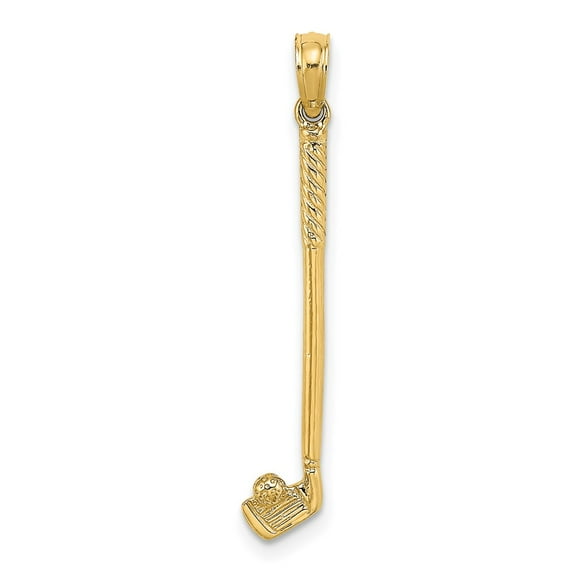 Finest Gold 10K 3-D Single Golf Club with Ball Charm