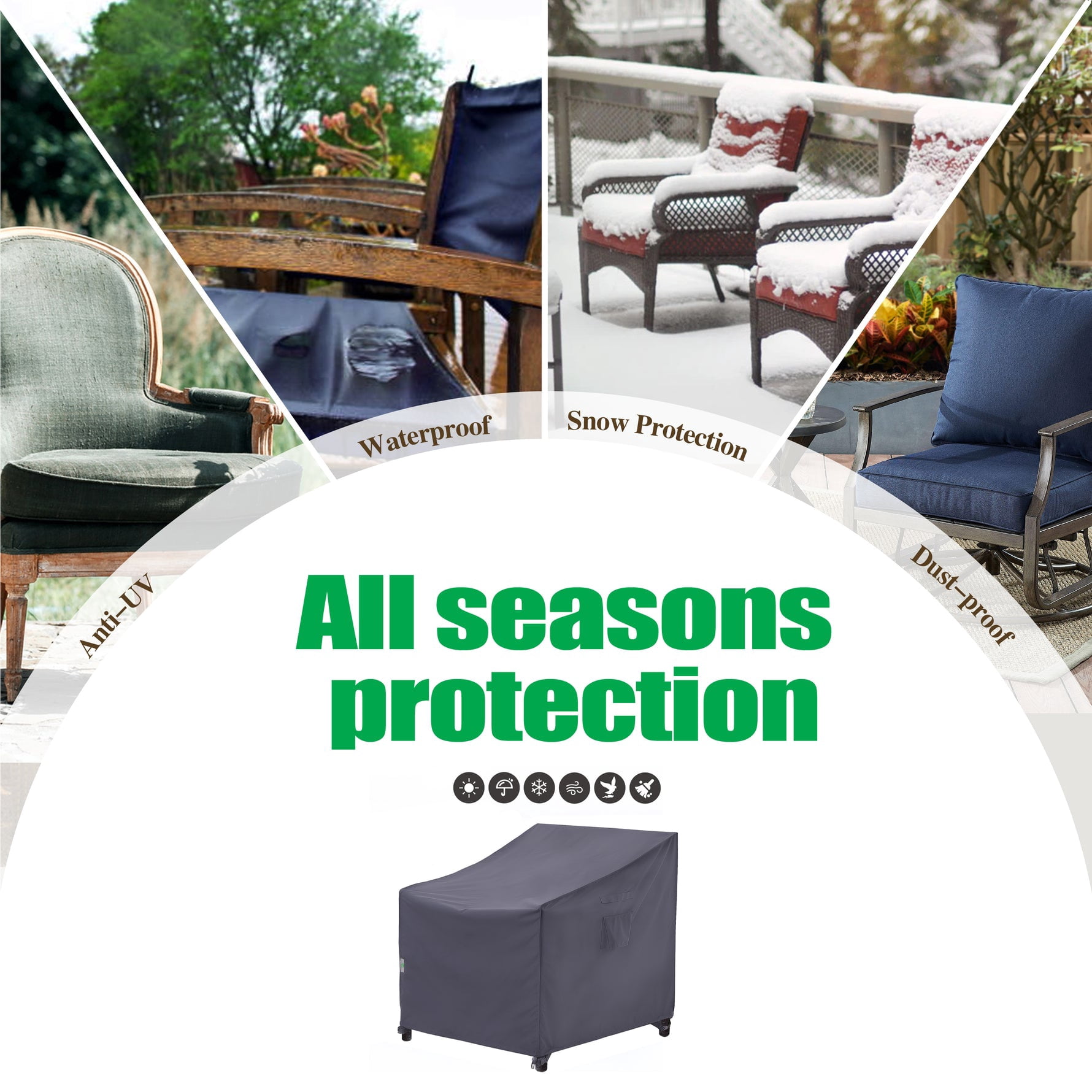F&J Outdoors Waterproof Patio Chair Cover 40"(W)×40(D)×36/26"(H)