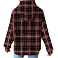 thumbnail image 4 of Women's Fashion Loose Hooded Pullover Long Sleeve Plaid Sweatshirt with Drawstring Drop Shoulder and Pocket Print,Pink,L, 4 of 7