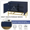 thumbnail image 5 of TUANLUO Blue 2-Doors Accent Cabinet with Gold Metal Legs, Entryway Cabinet with Adjustable Shelves, Modern Storage Cabinet, Wood Accent Cabinet Furniture for Living Room Entryway Dining Room, 5 of 10