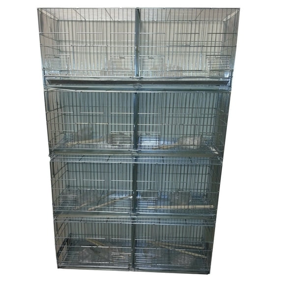 LARGE Lot of 4 NO RUST Galvanized Zinc Stack & Lock Double Breeding Breeder Flight Bird Cage with Center Dividers Side Breeding Nest Doors Quail Aviaries Canaries Finches Lovebirds