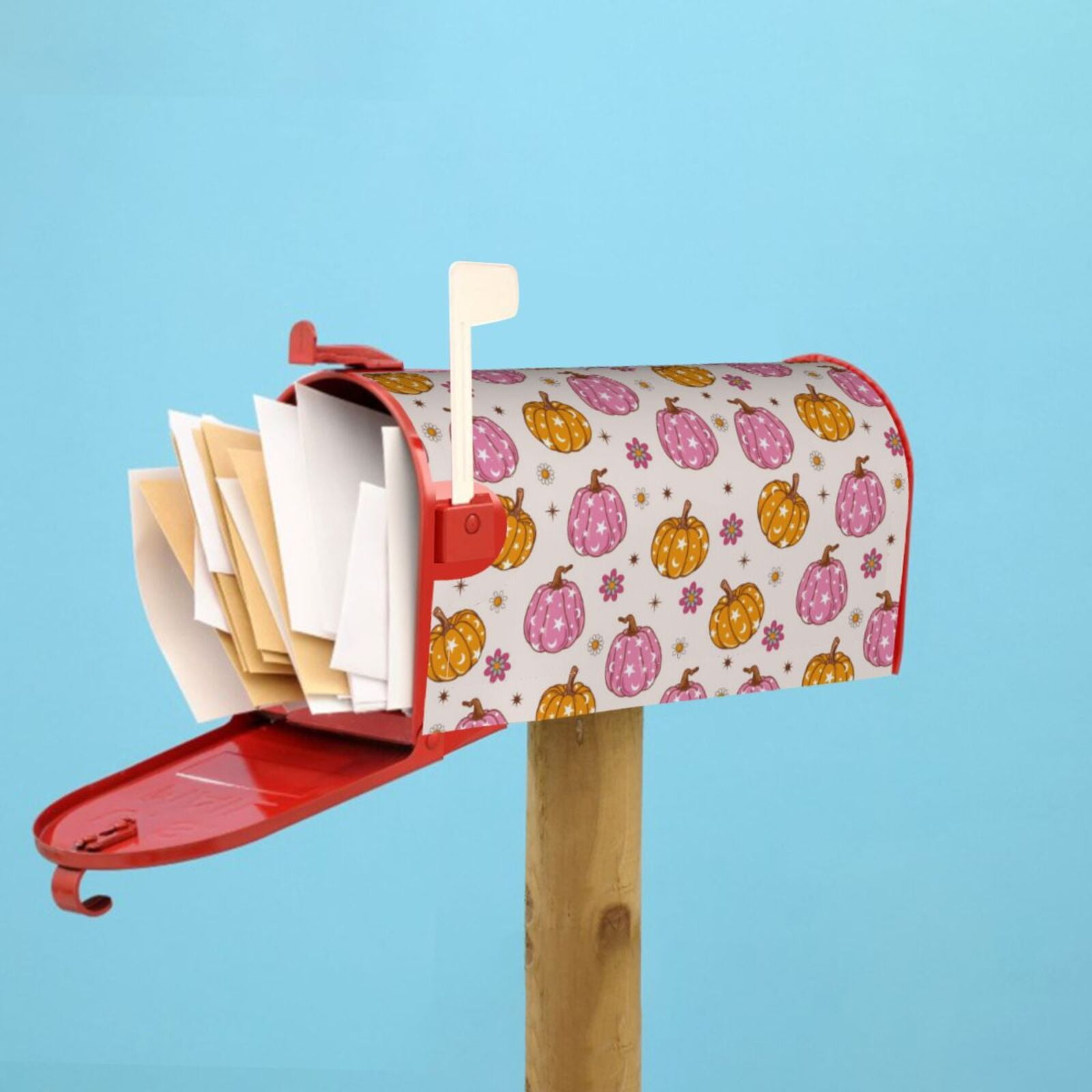Hirioo Fall 70s Groovy Hippie 1 for Magnetic, Waterproof Mailbox Cover,Perfect for Fall, Winter, Spring, and Summer Outdoor Decor-21x18 in