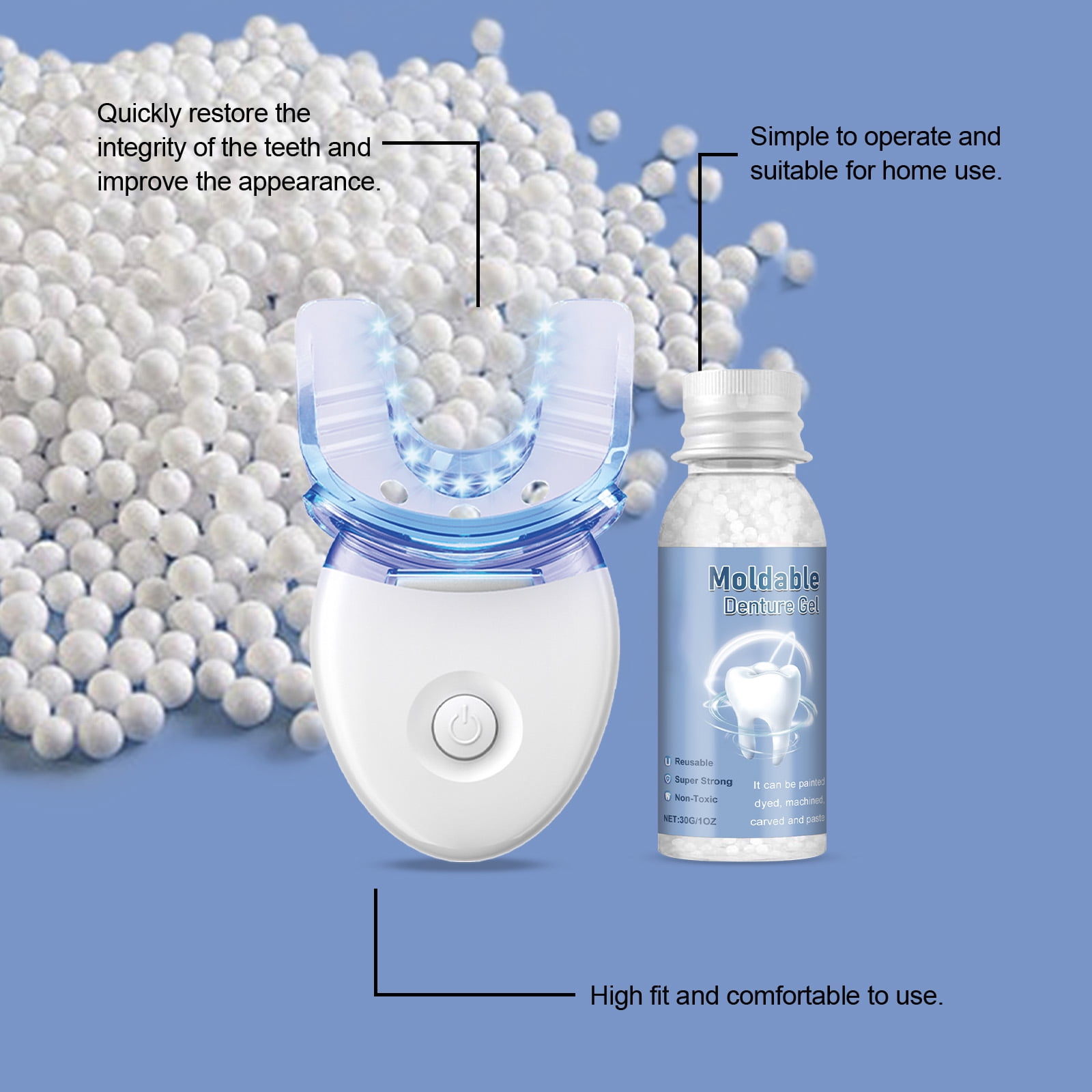 Alvantor Dental Care Kit Tooth Repair Moldable Filling for Missing Broken Teeth Gaps, White