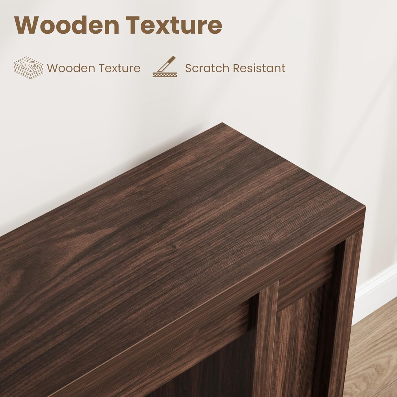Modern Farmhouse 70.8'' Wooden Console Table with 2 Drawers – Extra-Long, 2-Tier Open Shelf, Sturdy Mark-Resistant Entryway or Dining Room Table – Walnut Color