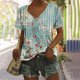 thumbnail image 1 of Fiudx Ofertas Flash Del Día Camiseta Holgada Estampada con Cuello En V y Manga Corta para Mujer, 1 of 5