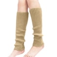 thumbnail image 2 of Women's Solid Color Knit Leg Warmers, Ribbed Stackable Sock Cuffs for Yoga Ballet and Workout, Cozy Boot Cuffs for Fall Winter, Fashion Dance Socks Khaki, 2 of 4