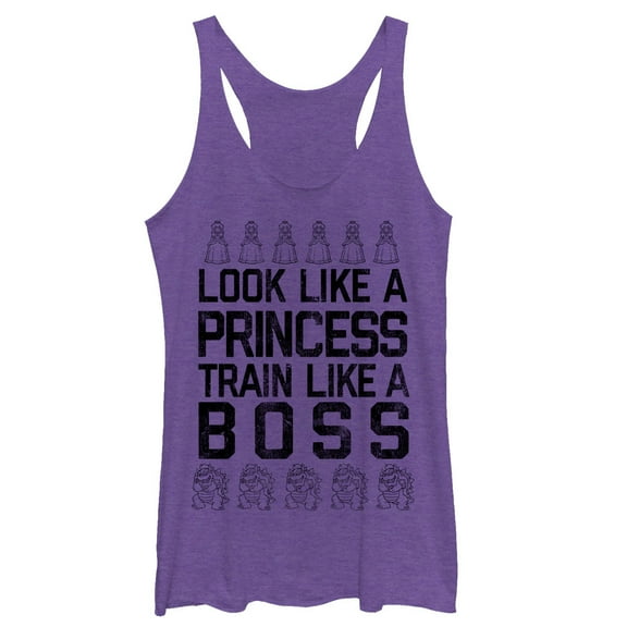 Women's Nintendo Boss Princess - Heather - Racerback Womens Tank Large Purple