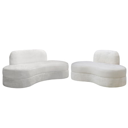 Ultra Vogue Cream Velvet Lounge Sofa Set 2Pcs MITZY Meridian Contemporary