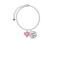 thumbnail image 2 of Delight Jewelry Silvertone Hot Pink Enamel Heart with Cutout - Domed Thank You Charm Bracelet, 6"+2", 2 of 5
