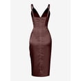 thumbnail image 4 of ZAFUL Women Sexy Prom Dress Silky Pleated Bustier Corset-style Draped Midi Dress Deep Coffee M, 4 of 6