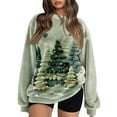 thumbnail image 2 of Christmas Sweatshirt for Women Fleece Lined Long Sleeve Crewneck Pullover Top Green M, 2 of 6