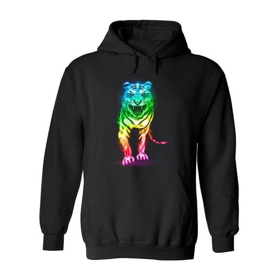 Multicolor Fire Tiger Hoodie Men -Image by Shutterstock, Male Large
