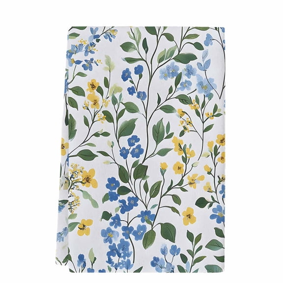 Blue Yellow Floral Spring Kitchen Towels Set of 1,Absorbent Microfiber Dish Tea Towels with Hanging Loop,Green Pastoral Summer Botanical Resuable Hand Towel for Home Kitchen Cooking Cleaning 18"x28"