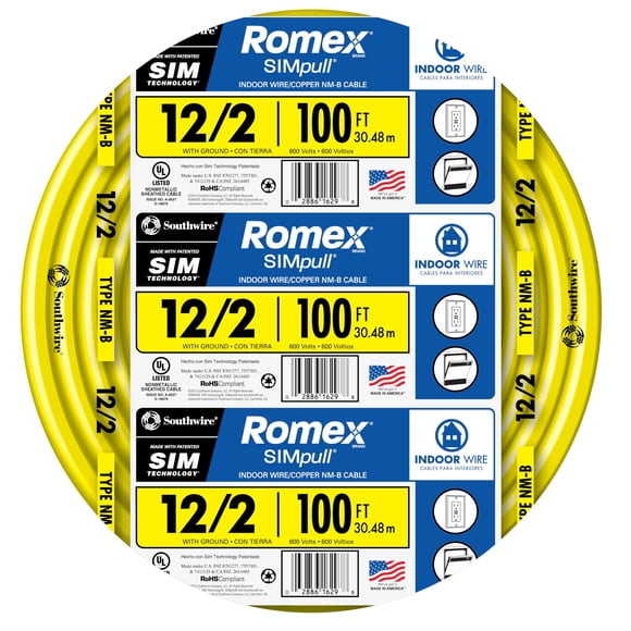 Cable Southwire Romex de la marca Simpull 12/2 W/G NMB 30 m