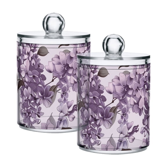 Lilac Vintage Color Translucent Plastic Cans Storage Canisters with Lid Set of 2