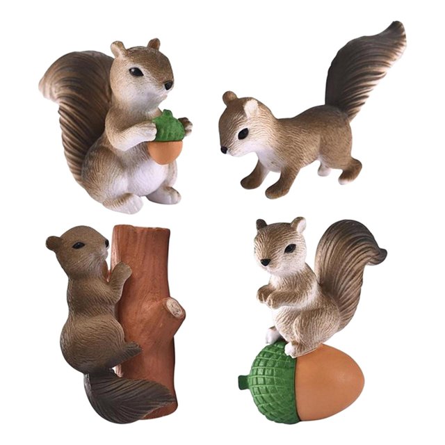 4 piezas de s de ardilla para , juego de juguetes de animales - Gris Sunnimix Figuras de ardilla