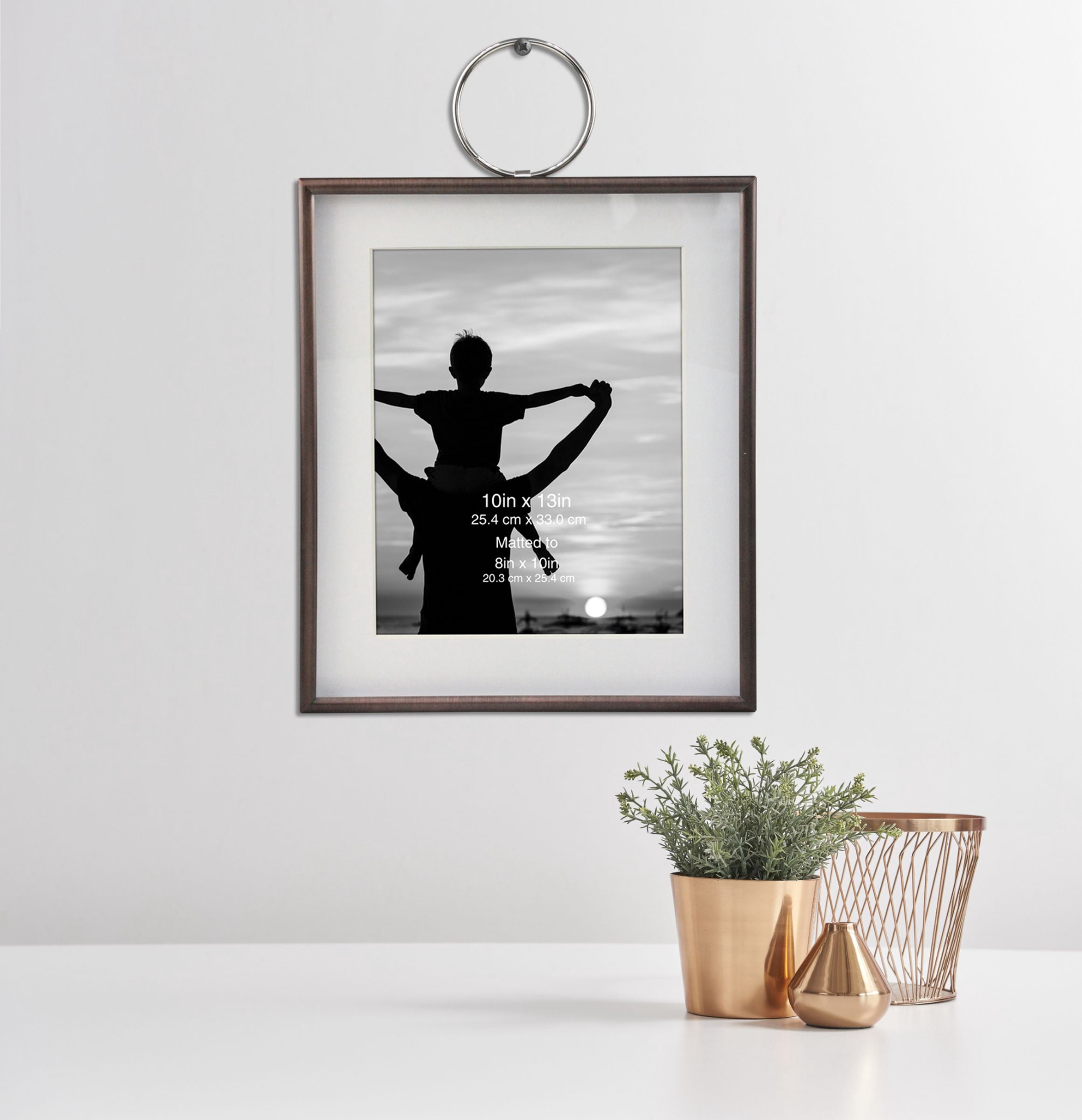 Better Homes & Gardens 8" x 10" Matted to 5" x 7" Rectangle Metal Wall Mounted Picture Frame, Bronze